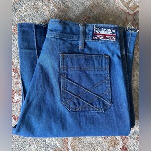 Rare Vintage Brittania Flare Leg Jeans - Heavyweight Denim - Raw Unfinished Hem